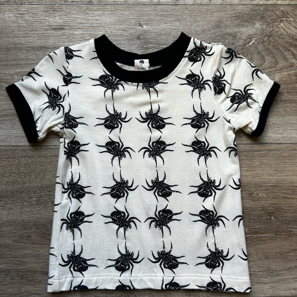 Kate Quinn Black and White Spider Print Kids Shirt
